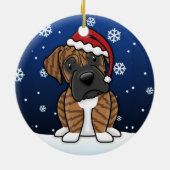 Kawaii Cartoon Brindle Boxen Weihnachten Keramik Ornament (Hinten)