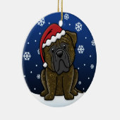 Kawaii Cartoon Brindle Bullmastiff Weihnachten Keramik Ornament (Rechts)