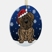 Kawaii Cartoon Brindle Mastiff Keramikornament (Rechts)