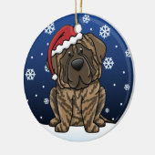 Kawaii Cartoon Brindle Mastiff Keramikornament (Links)