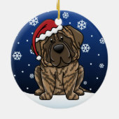 Kawaii Cartoon Brindle Mastiff Keramikornament (Hinten)