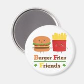 Kawaii Cartoon Burger Fries Friends BESTE FREUNDIN Magnet (Vorderseite/Rückseite)