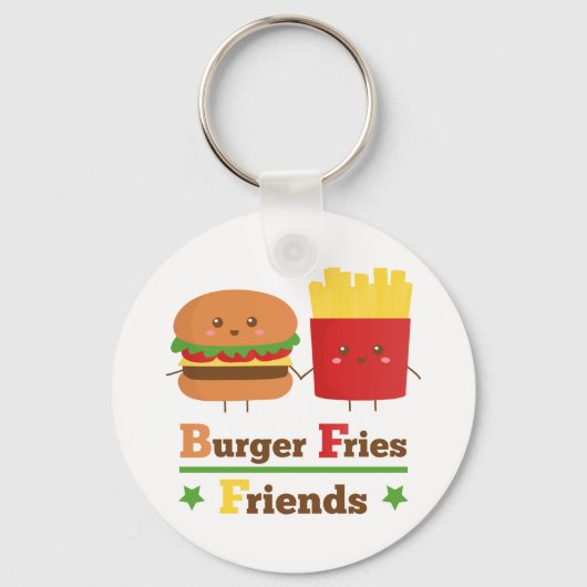 Kawaii Cartoon Burger Fries Friends BESTE FREUNDIN Schlüsselanhänger (Vorderseite)