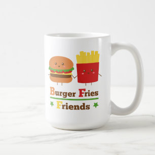 Kawaii Cartoon Burger Pommes Frites Freunde BFF Kaffeetasse