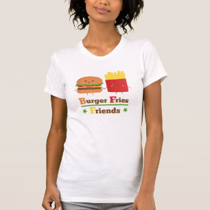 Kawaii Cartoon Burger Pommes Frites Freunde BFF T-Shirt