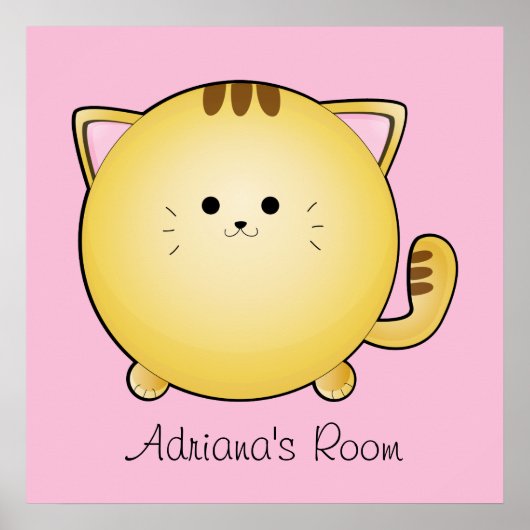 Kawaii Cartoon Cat Room Poster (Vorne)