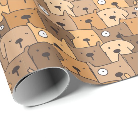 Kawaii Cartoon Dogs Geschenkpapier (Rolleneckpunkt)