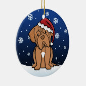 Kawaii Cartoon Dogue de Bordeaux Christmas Keramikornament (Rechts)