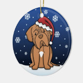 Kawaii Cartoon Dogue de Bordeaux Christmas Keramikornament (Links)