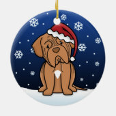 Kawaii Cartoon Dogue de Bordeaux Christmas Keramikornament (Hinten)