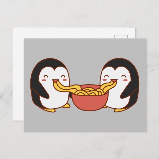 Kawaii Cartoon Eating Noodles Postkarte (Vorne/Hinten)