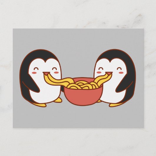 Kawaii Cartoon Eating Noodles Postkarte (Vorderseite)