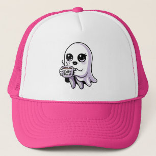 Kawaii Cartoon-Geist mit Fischernetzstrümpfen Truckerkappe