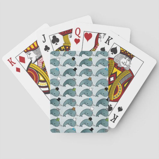 Kawaii Cartoon Grunge Narwhals mit Hut Card Deck Spielkarten (Rückseite)