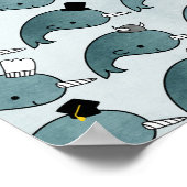 Kawaii Cartoon Grunge Narwhals mit Hut Poster (Ecke)