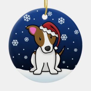 Kawaii Cartoon-Jack-Russell-Terrier-Weihnachten Keramikornament