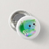 Kawaii Cartoon Kitten Button (Vorne & Hinten)