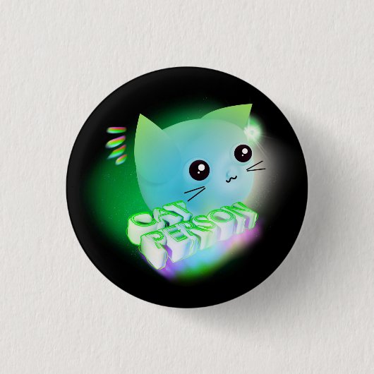 Kawaii Cartoon Kitten Button (Vorderseite)