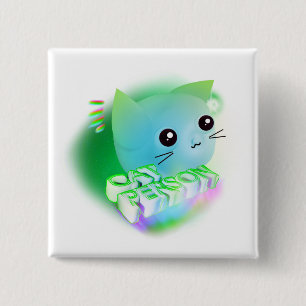 Kawaii Cartoon Kitten Button