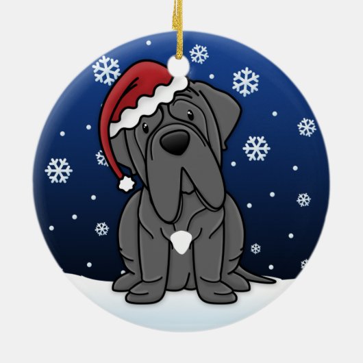 Kawaii Cartoon Neapolitan Mastiff Weihnachten Keramik Ornament (Hinten)