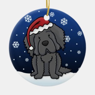 Kawaii Cartoon-Neufundland-Weihnachtsverzierung Keramikornament