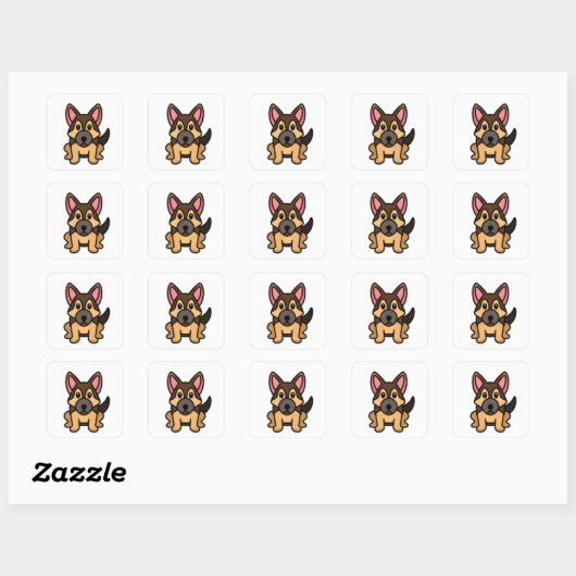 Kawaii Cartoon Quadratischer Aufkleber (Blatt)
