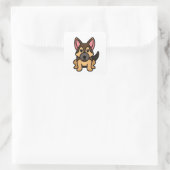 Kawaii Cartoon Quadratischer Aufkleber (Tasche)