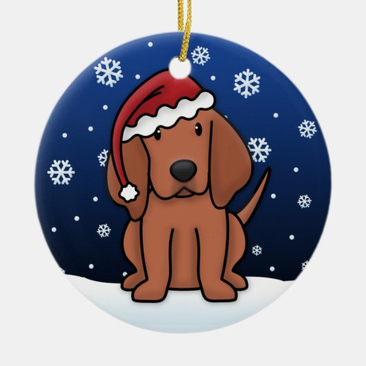 Kawaii Cartoon Redbone Coonhound-Weihnachten Keramik Ornament (Vorne)