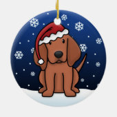 Kawaii Cartoon Redbone Coonhound-Weihnachten Keramik Ornament (Hinten)