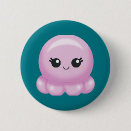 Kawaii Cartoon-Rosa-Krake Button