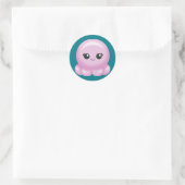 Kawaii Cartoon Rosa Octopus Runder Aufkleber (Tasche)