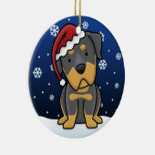 Kawaii Cartoon Rottweiler Weihnachten Keramik Ornament (Rechts)