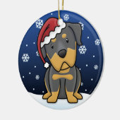 Kawaii Cartoon Rottweiler Weihnachten Keramik Ornament (Links)