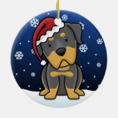 Kawaii Cartoon Rottweiler Weihnachten Keramik Ornament (Hinten)