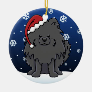 Kawaii Cartoon-Schwarz-Spitz Keramik Ornament