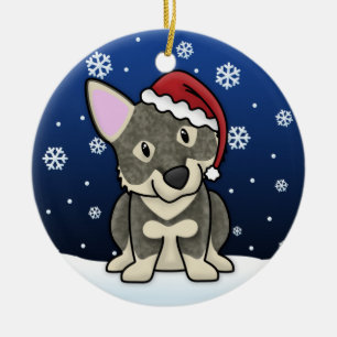 Kawaii Cartoon-Schwede Vallhund Keramik Ornament