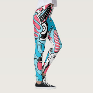 Kawaii Cartoon Style Dessert Name & Initial Kids Leggings