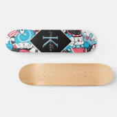 Kawaii Cartoon Style Dessert Name & Initial Kids Skateboard (Horizontal)