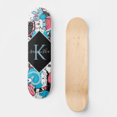 Kawaii Cartoon Style Dessert Name & Initial Kids Skateboard (Vorderseite)