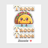 Kawaii Cartoon Tacos Aufkleber (Blatt)