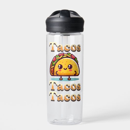 Kawaii Cartoon Tacos Trinkflasche (Vorderseite)