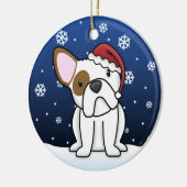 Kawaii Cartoon WB-Bulldoggen-Weihnachten Keramik Ornament (Links)