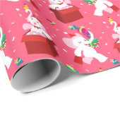 Kawaii Cartoon-Weihnachtsweißer Elefant Geschenkpapier (Rolleneckpunkt)