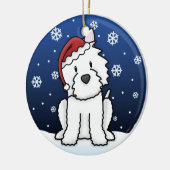 Kawaii Cartoon Westie Weihnachtsverzierung Keramik Ornament (Links)