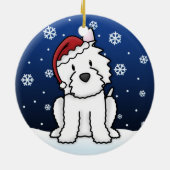 Kawaii Cartoon Westie Weihnachtsverzierung Keramik Ornament (Hinten)