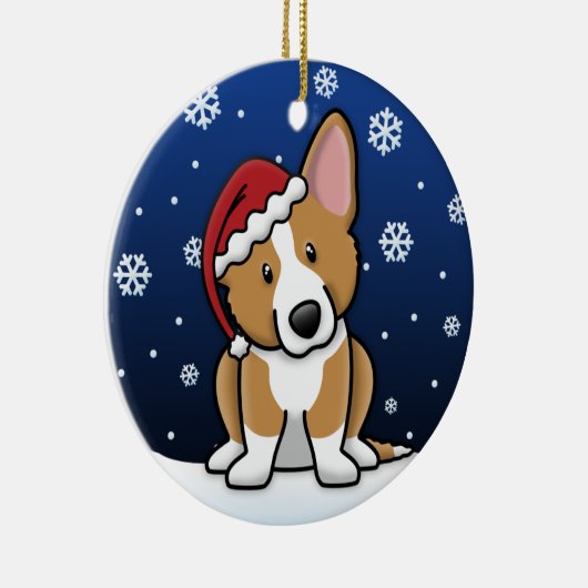 Kawaii Cartoon-Wolljacken-Walisercorgi-Weihnachten Keramikornament (Rechts)