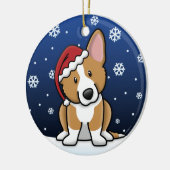 Kawaii Cartoon-Wolljacken-Walisercorgi-Weihnachten Keramikornament (Links)