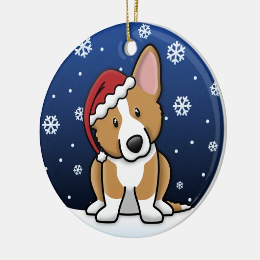 Kawaii Cartoon-Wolljacken-Walisercorgi-Weihnachten Keramikornament (Links)