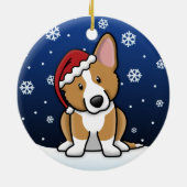Kawaii Cartoon-Wolljacken-Walisercorgi-Weihnachten Keramikornament (Hinten)