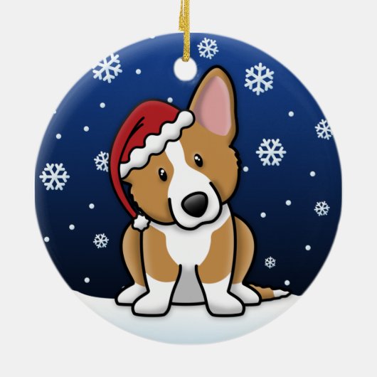 Kawaii Cartoon-Wolljacken-Walisercorgi-Weihnachten Keramikornament (Hinten)